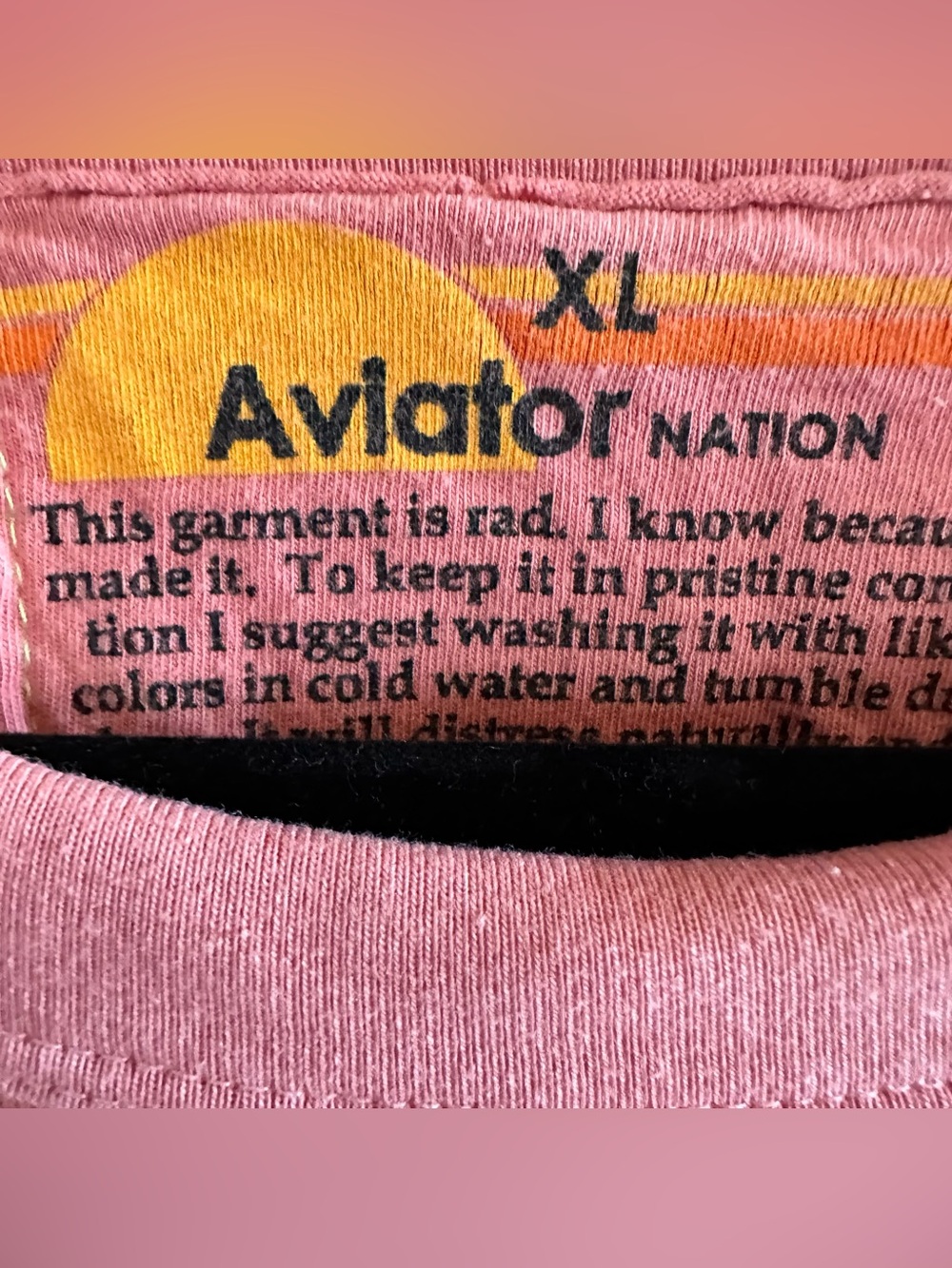 Aviator Nation Pink Faded Lightning Bolt Crewneck Sweatshirt XL - Picture 4 of 5